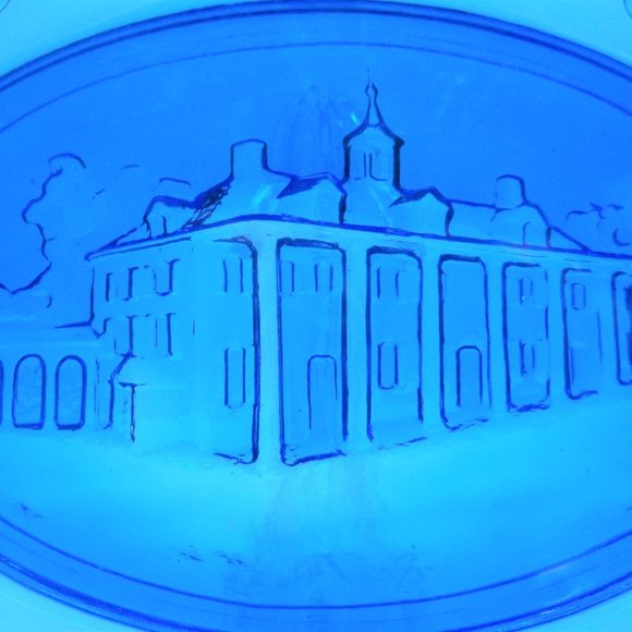 Cobalt Blue Avon Vintage George & Martha Washington Oval Mount Vernon Plate - Picture 4 of 6